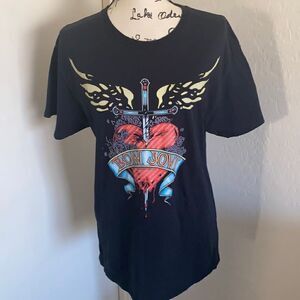 Bon Jovi Black Heart Cross Graphic Shirt